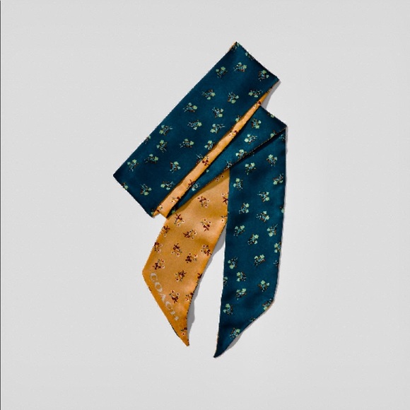 COACH FLORAL BOW SKINY SCARF - WOMEN'S DENIM/BEECH - Picture 2 of 10
